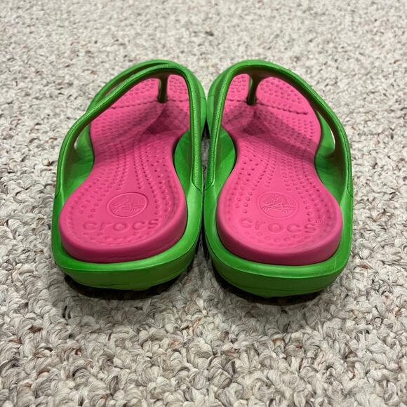 Crocs Athens Flip Flop Sandals Pink Green Sz Womens 7 Mens 5 Casual Summer - Picture 4 of 6